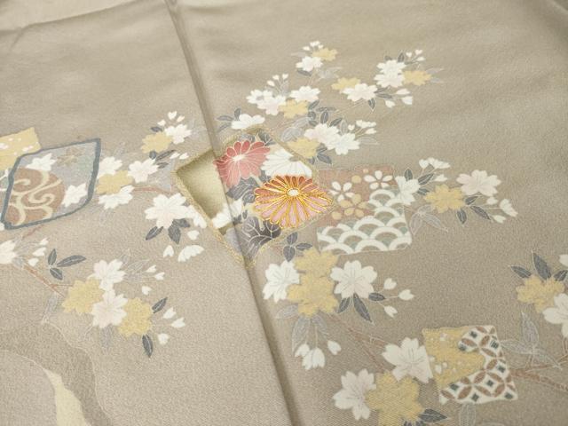 平和屋着物●豪華色留袖　駒刺繍　箔散らし吉祥花文　暈し染め　正絹　逸品　AABK6260ck