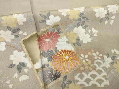 平和屋着物●豪華色留袖　駒刺繍　箔散らし吉祥花文　暈し染め　正絹　逸品　AABK6260ck