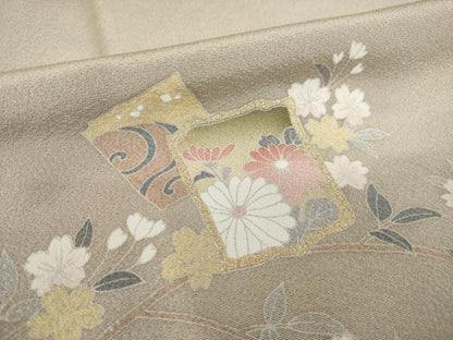 平和屋着物●豪華色留袖　駒刺繍　箔散らし吉祥花文　暈し染め　正絹　逸品　AABK6260ck