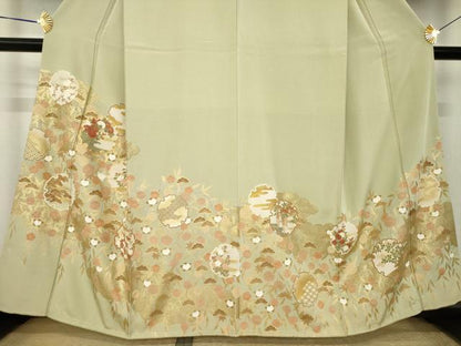 平和屋着物●豪華色留袖　駒刺繍　雪輪花文　暈し染め　金彩　正絹　逸品　AABK6261ck