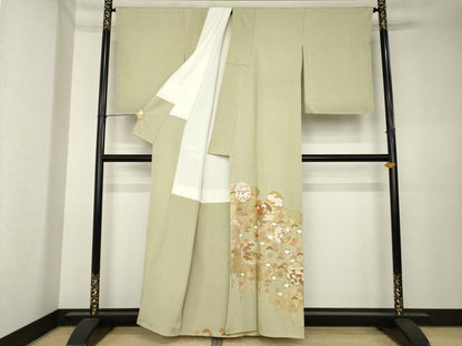 平和屋着物●豪華色留袖　駒刺繍　雪輪花文　暈し染め　金彩　正絹　逸品　AABK6261ck
