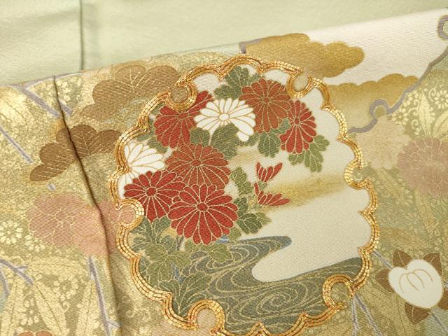 平和屋着物●豪華色留袖　駒刺繍　雪輪花文　暈し染め　金彩　正絹　逸品　AABK6261ck