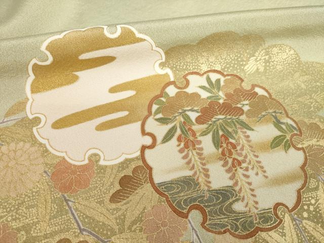 平和屋着物●豪華色留袖　駒刺繍　雪輪花文　暈し染め　金彩　正絹　逸品　AABK6261ck