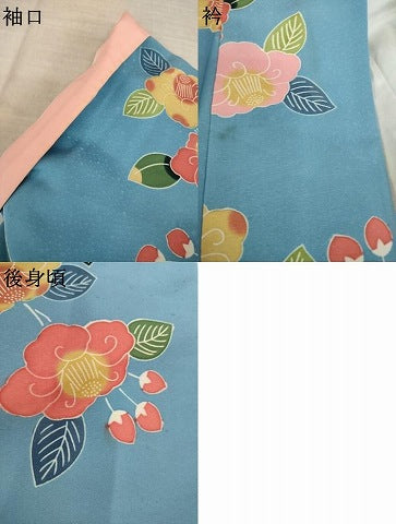 平和屋着物●上質な小紋　型染め　枝椿　正絹　逸品　AABK6262ck