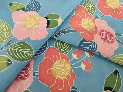 平和屋着物●上質な小紋　型染め　枝椿　正絹　逸品　AABK6262ck