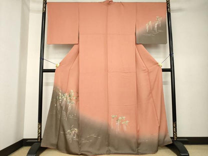 平和屋着物●訪問着　藤花房　暈し染め　金彩　銀通し地　正絹　逸品　AABK6263ck