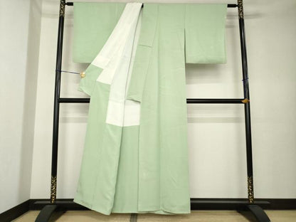 平和屋着物●上質な色無地　雲重ね地紋　夏虫色　正絹　逸品　未使用　AABK6266ck