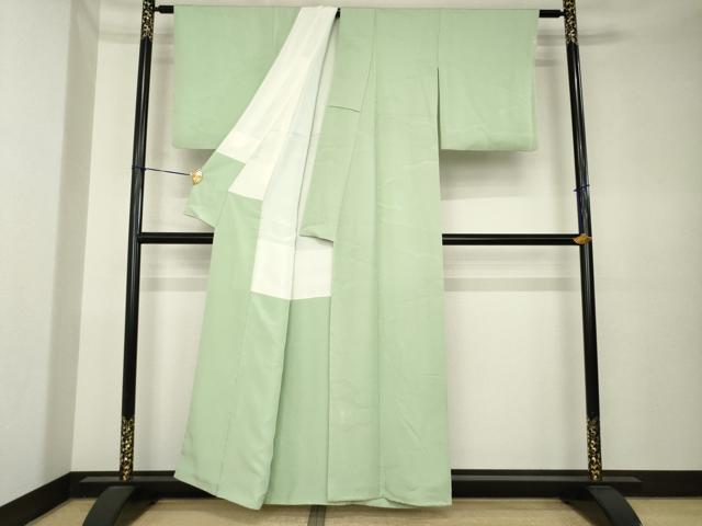 平和屋着物●上質な色無地　雲重ね地紋　夏虫色　正絹　逸品　未使用　AABK6266ck