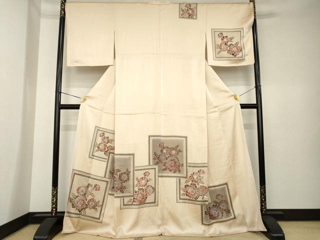平和屋着物●訪問着　色紙重ね花文　金彩　正絹　逸品　未使用　AABK6267ck