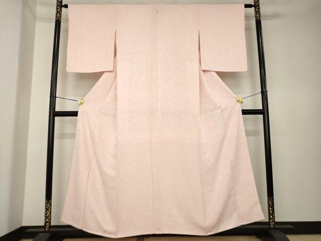 平和屋着物●上質な色無地　楓地紋　水柿色　正絹　逸品　AABK6269ck