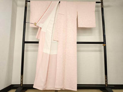 平和屋着物●上質な色無地　楓地紋　水柿色　正絹　逸品　AABK6269ck