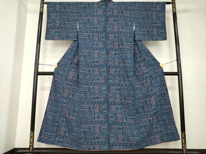 平和屋着物●上質な小紋　飾花文　ラメ　正絹　逸品　AABK6275ck