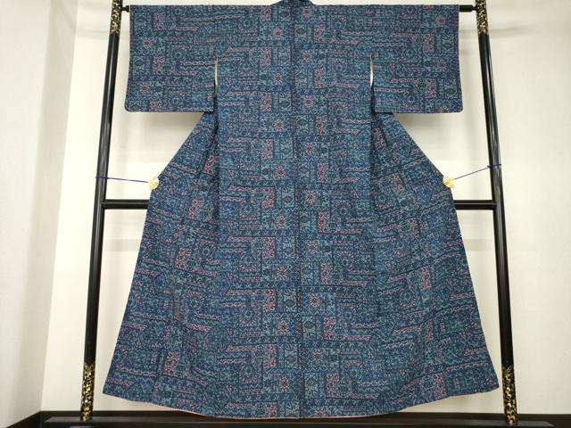 平和屋着物●上質な小紋　飾花文　ラメ　正絹　逸品　AABK6275ck