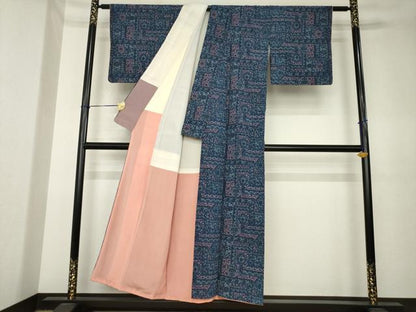 平和屋着物●上質な小紋　飾花文　ラメ　正絹　逸品　AABK6275ck