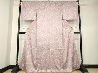 平和屋着物●上質な小紋　更紗花文　正絹　逸品　AABK6277ck