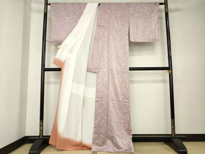 平和屋着物●上質な小紋　更紗花文　正絹　逸品　AABK6277ck