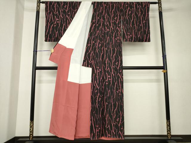 平和屋着物●上質な小紋　枝花文　正絹　逸品　AABK6278ck
