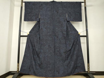 平和屋着物●結城紬　80亀甲　飾花文　まるやま扱い　正絹　逸品　AABK6279ck
