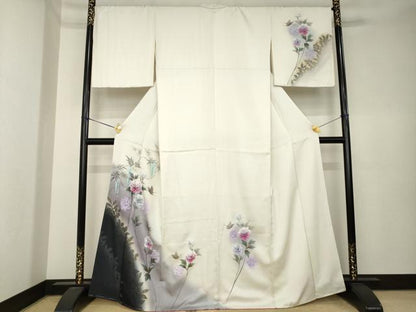 平和屋着物●訪問着　手描き　花蝶文　暈し染め　金銀彩　正絹　逸品　未使用　AABK6281ck