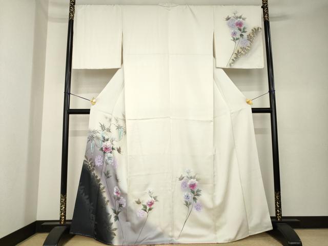 平和屋着物●訪問着　手描き　花蝶文　暈し染め　金銀彩　正絹　逸品　未使用　AABK6281ck