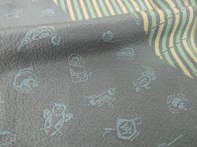 平和屋着物●京友禅作家　岡部睦美　訪問着　竹　宝尽くし　正絹　逸品　AABK6282ck