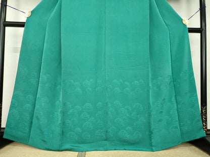 平和屋着物●豪華色留袖　松地紋　緑青色　正絹　逸品　AABK6285ck