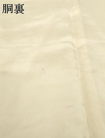 平和屋着物●上質な色無地　舞蝶地紋　卵色　正絹　逸品　AABK6286ck