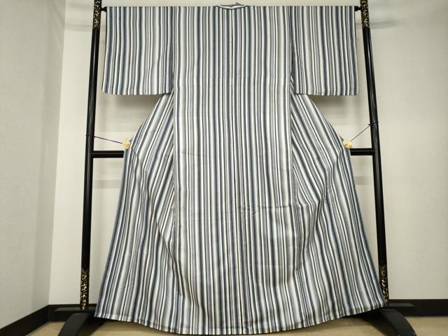 平和屋着物●小紋　縞　背抜き仕立て　洗える着物　AABK6288ck