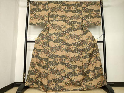 平和屋着物●本場大島紬　7マルキ　総絣　雲重ね花文　正絹　逸品　AABK6290ck