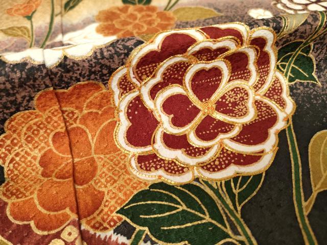 平和屋着物●豪華振袖　駒刺繍　花蝶籬文　暈し染め　金彩　ロング丈　正絹　逸品　AABK6291ck