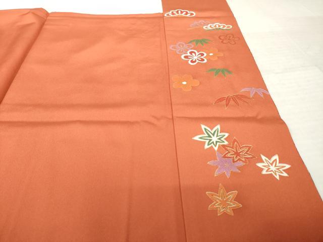 平和屋着物●豪華振袖　駒刺繍　花蝶籬文　暈し染め　金彩　ロング丈　正絹　逸品　AABK6291ck