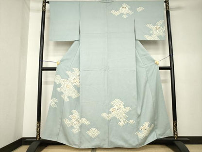 平和屋着物●訪問着　辻が花　青海波花文　正絹　逸品　AABK6293ck