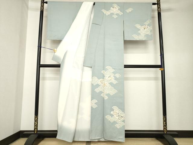 平和屋着物●訪問着　辻が花　青海波花文　正絹　逸品　AABK6293ck