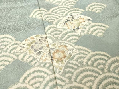 平和屋着物●訪問着　辻が花　青海波花文　正絹　逸品　AABK6293ck
