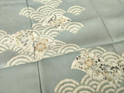 平和屋着物●訪問着　辻が花　青海波花文　正絹　逸品　AABK6293ck
