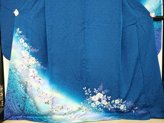 平和屋着物●豪華振袖　辻が花　舞花文　暈し染め　金銀彩　銀通し地　ロング丈　正絹　逸品　AABK6296ck