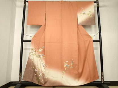 平和屋着物●訪問着　辻が花　螺鈿　枝花文　暈し染め　金銀彩　正絹　逸品　AABK6300ck