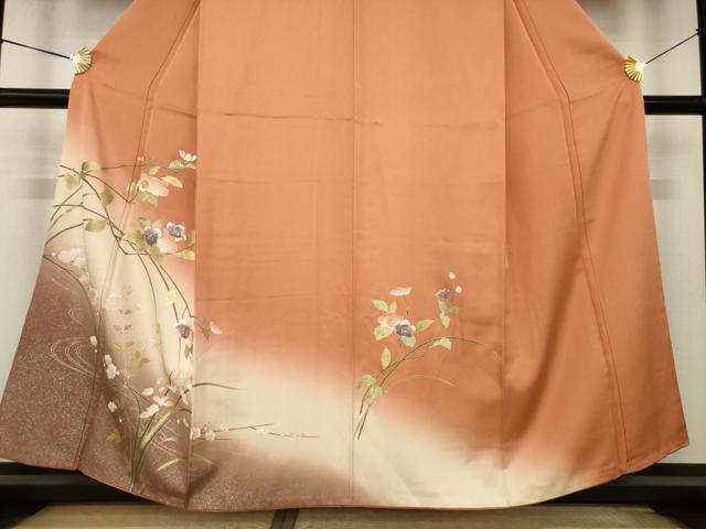 平和屋着物●訪問着　辻が花　螺鈿　枝花文　暈し染め　金銀彩　正絹　逸品　AABK6300ck