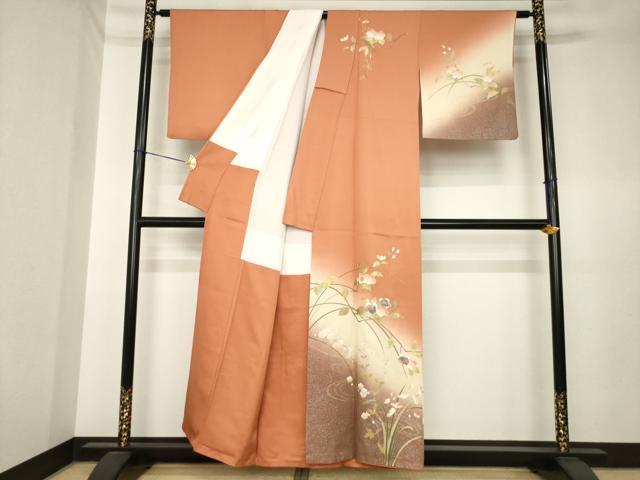 平和屋着物●訪問着　辻が花　螺鈿　枝花文　暈し染め　金銀彩　正絹　逸品　AABK6300ck