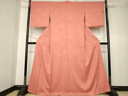 平和屋着物●上質な色無地　飾花地紋　正絹　逸品　AABK6301ck