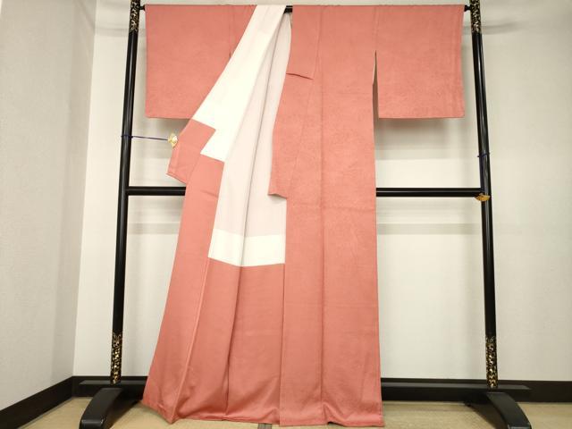 平和屋着物●上質な色無地　飾花地紋　正絹　逸品　AABK6301ck