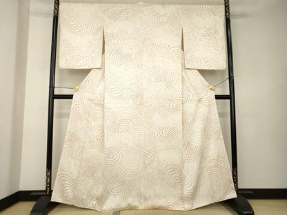 平和屋着物●上質な小紋　総絞り　立波文　正絹　逸品　AABK6302ck