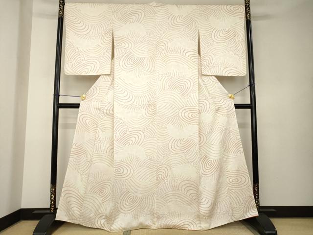 平和屋着物●上質な小紋　総絞り　立波文　正絹　逸品　AABK6302ck