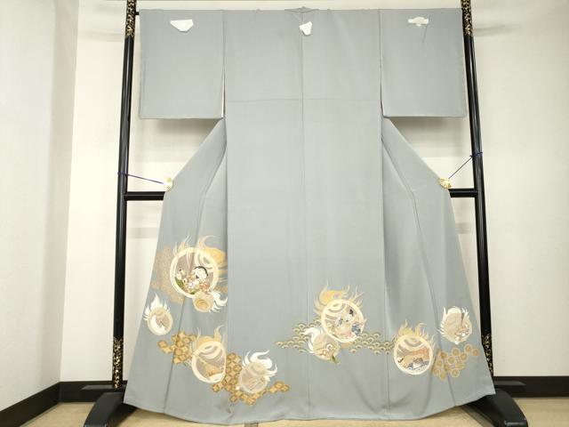 平和屋着物●豪華色留袖　大黒天　恵比寿　金彩　正絹　逸品　AABK6303ck