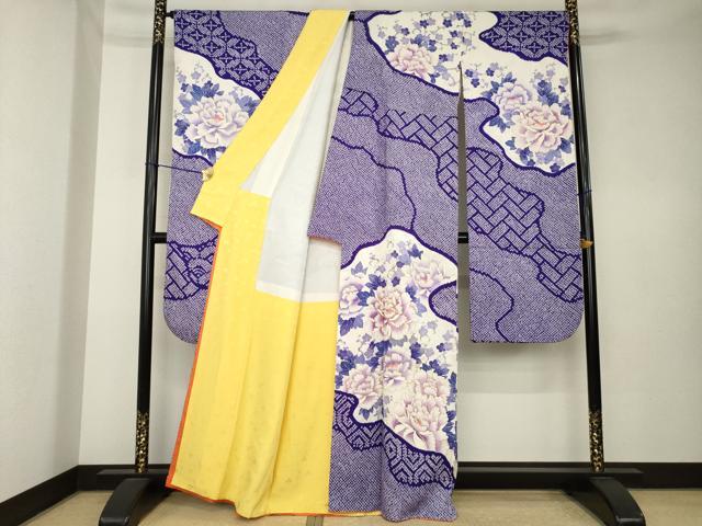 平和屋着物●豪華振袖　駒刺繍　絞り　草花文　金彩　正絹　逸品　AABK6305ck
