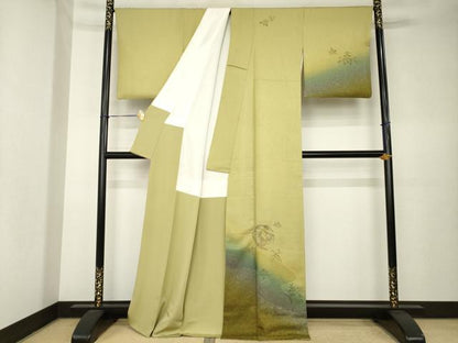 平和屋着物●訪問着　中国三大刺繍　汕頭刺繍　スワトウ刺繍　流水鳳凰花文　暈し染め　正絹　逸品　AABK6309ck