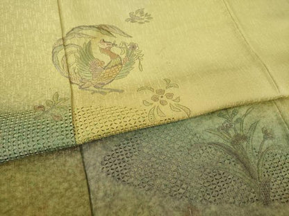 平和屋着物●訪問着　中国三大刺繍　汕頭刺繍　スワトウ刺繍　流水鳳凰花文　暈し染め　正絹　逸品　AABK6309ck