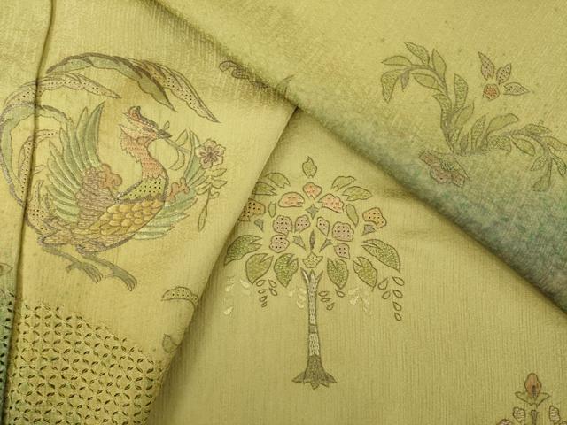平和屋着物●訪問着　中国三大刺繍　汕頭刺繍　スワトウ刺繍　流水鳳凰花文　暈し染め　正絹　逸品　AABK6309ck