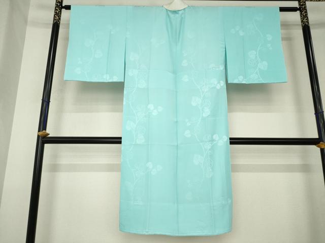 平和屋着物●京都の名門ブランド　銀花仙　長襦袢　無双仕立て　蔦草地紋　白群色　正絹　逸品　未使用　AABK6311ck
