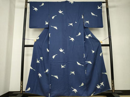 平和屋着物●上質な小紋　鳥　正絹　逸品　AABK6313ck